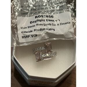 Bomb Party OG Ring “Daylight Dances” RG93856 Rose Quartz Rhodium Plating, Size 7